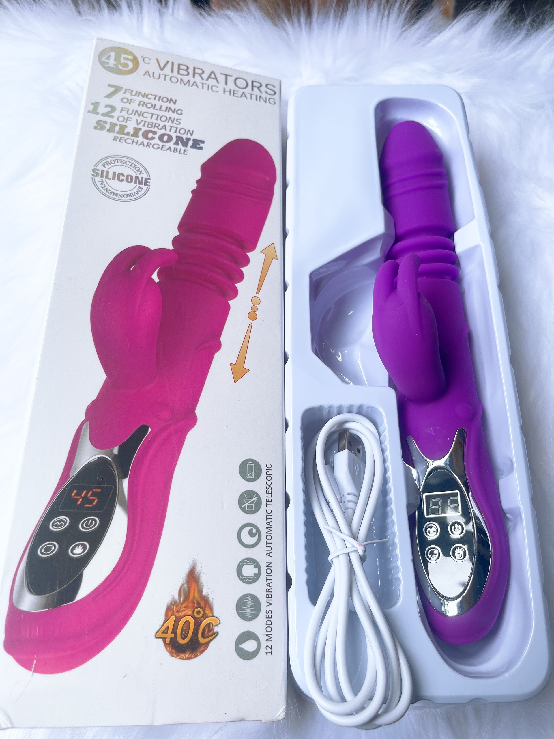 Dương vật giả đa năng Rabbit Vibrator rung, thụt, phát nhiệt